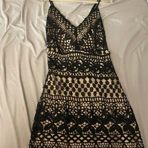 Lulu’s Lace Illusion Black Cocktail Dress